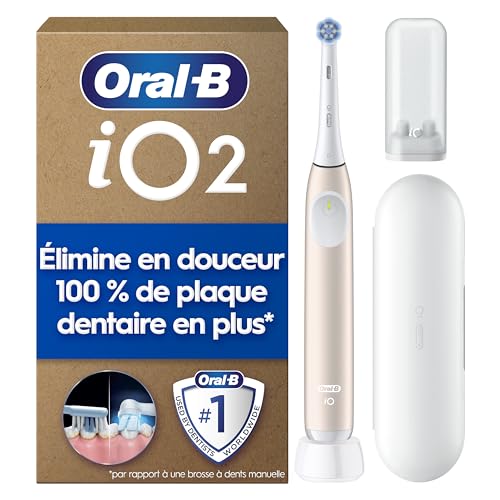 Oral-B Brosse A Dents Electrique iO 2 Rose Clair, 3 Modes De Nettoyage, Brossage Souple Et Silencieux, Capteur De Pression, Brossette Oral B De Rechange, Etui De Voyage,...