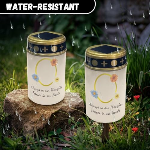 Image of Personalized Photo Candle Solar Power Grave Lights for Cemetery Waterproof LED Candles Lantern Gravesite Decorations Cemetery Outdoor Memorial Flameless Candles