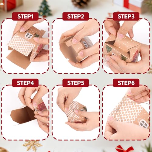 Marrywindix 50 Pcs Mini Christmas Party Favor Boxes DIY Cookie Gift Boxes School Classroom Party Favor Supply for Advent Calendar Gift Giving Holiday Party Packaging Containers - Image 4
