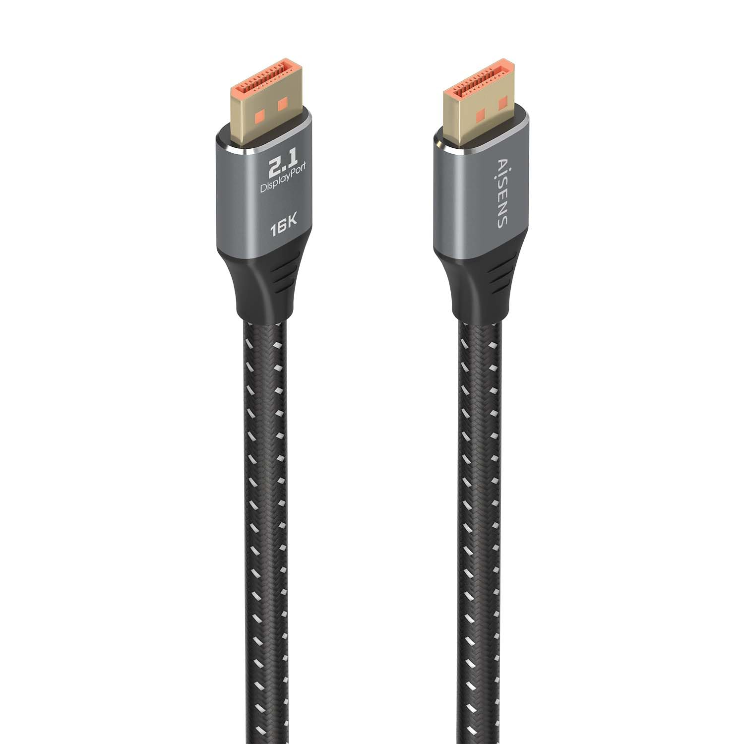 Cable DisplayPort 2.1 16K Aisens A158-0903/ DisplayPort Macho - DisplayPort Macho/ 80Gbps/ 2m/ Negro