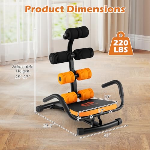 Image of Goplus Ab Machine, Core Abdominal Trainer w / 3-Position Adjustable Backrest, Foam Support, Ab Trainer Sit Up Bench Chair Ab Rocket Exercise Equipment for Home Gym Full-Body Workout