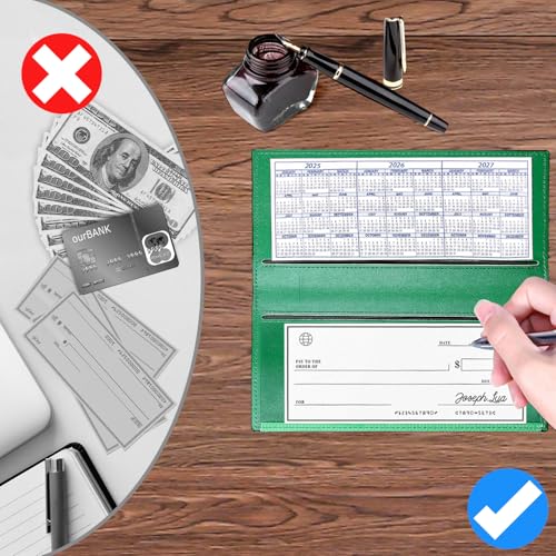 Image of CASMONAL Checkbook Cover for Women & Men, PU Leather Wallet RFID Blocking