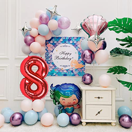 Image of 40 Inch Red Number 8 Balloon, 8th Birthday Decoration Boys Girls
