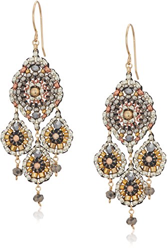 Miguel Ases Women's Gold Fill Ball Swarovski Chandelier Triple Drop Earrings #TOP15