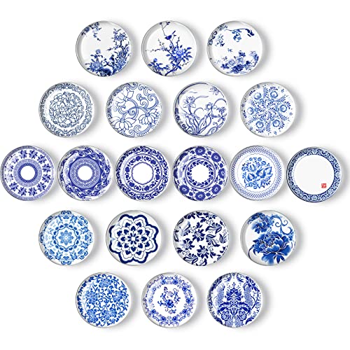 20 piezas imanes redondos de porcelana azul y blanca
