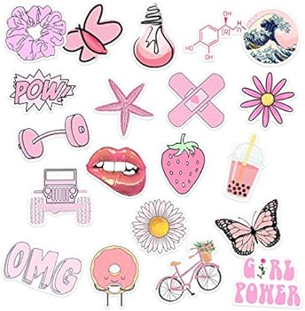 vinyl pink vsco stickers laptop stickers pack 50 pcs cute aesthetic decals water bottle laptop ipad car luggage amazon sg electronics