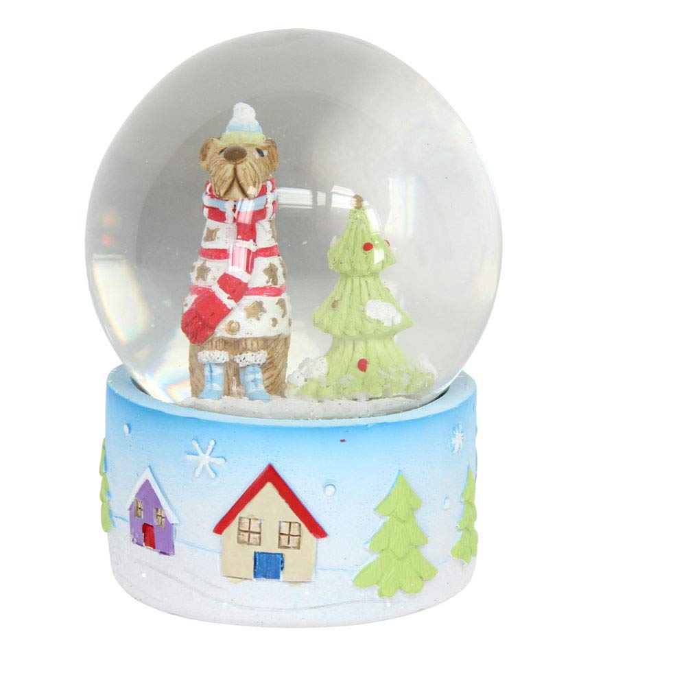 Gisela Graham Winter Lodge Dog Medium Snow Dome Globe Christmas Decoration