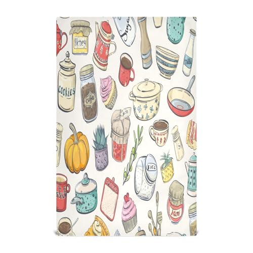 Culinary Kitchen Essentials Asciugamani da cucina bianchi, 28 x 18 pollici, assorbenti per asciugare piatti, asciugamani stampati