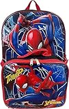 Ruz Spiderman Boy's 16 Inch Backpack With Removable Matching Lunch Box Set (Black-Red)