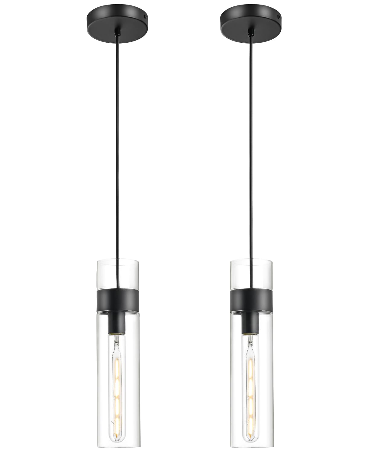 Photo 1 of GMTB 2 Pack Black Pendant Lights (Bulbs Included)