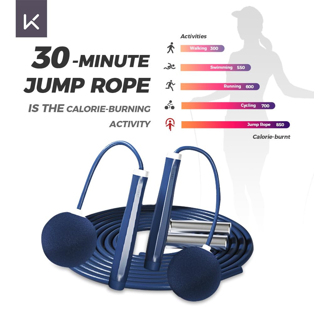 Keep Corde à sauter lestée pour fitness – Corde longue et sans fil 2 en 1 avec balles lestées de 65 mm – Corde à sauter lourde sans corde pour homme et femme – Salle de sport à domicile, entraînement