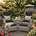 Gotland Rattan Gartenmöbel Set – Lounge Möbel für Außen: Verstellbares 2-Sitzer Terrassenmöbel Set mit 118° Rückenlehne & Fußhocker, hochwertige Polster und Glastisch – wetterfeste Gartengarnitur