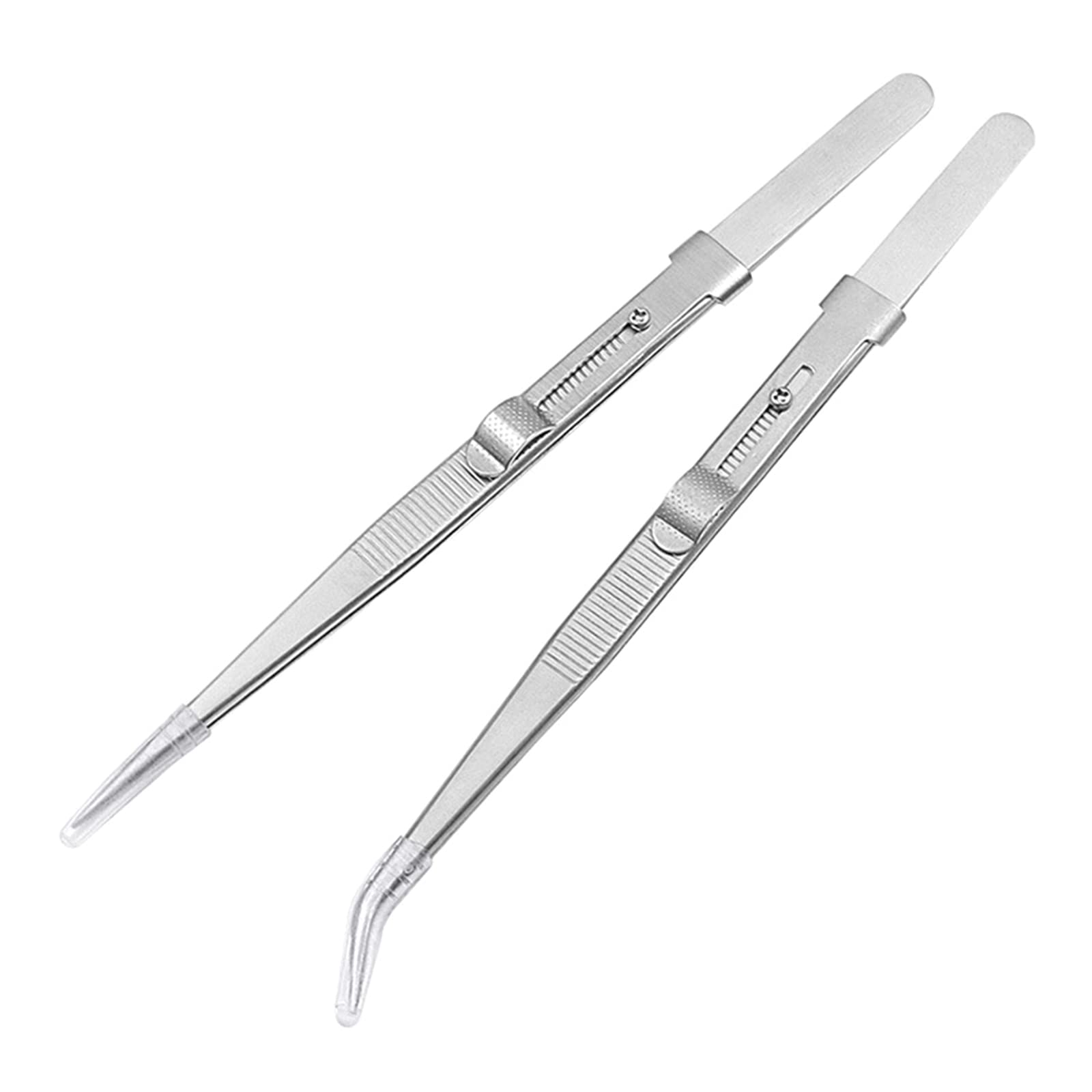 Buxuaaaa Soldering Tweezer Fine Point Tip Straight Tweezer & Locking Curved Tip For Jewelry Makeing Craft 2 Pcs Jewelry Tweezers Professional