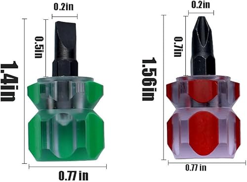 Miniatura 2 de Juego de 6 mini destornilladores rechonchos, cabeza plana ultra corta y destornillador Phillips para reparación de máquinas de coser