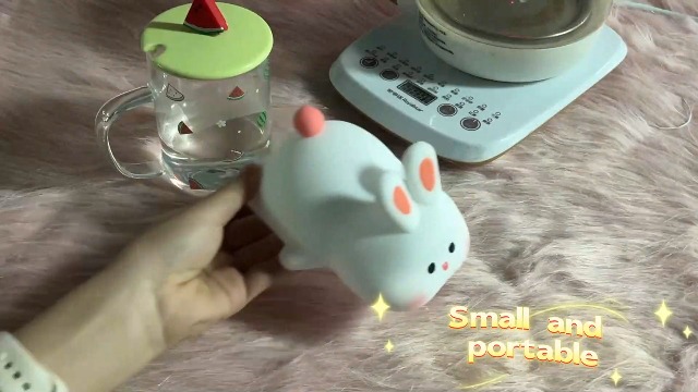 Image of S NMT Cute Rabbit Silicone Night Lights Cartoon Bedroom Lamp for Children's Room Decor, USB Rechargeable Timing Dimming Silicone Sleep Light for Kids, Toddler, Baby