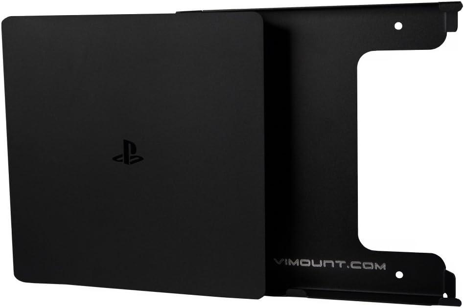 ViMount Wall Mount Metal Holder Compatible with PlayStation 4 PS4 Slim Version in Black Color