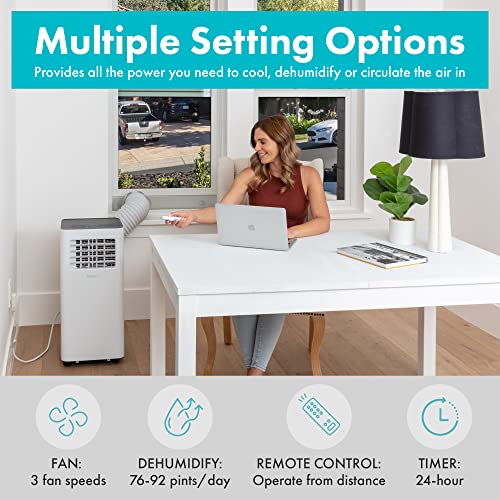 Serenelife Slpac805W.5 Portable Air Conditioner-Compact Home A/C Cooling Unit With Built-In Dehumidifier & Fan Modes, Includes Window Mount Kit, 8,000 Btu With Wifi + Drain Hose, White #TOP3