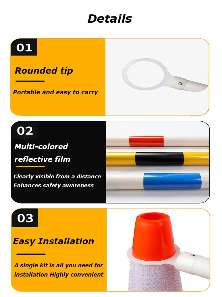 Lot De 1 Cônes De Longueur Réglable De 1.2 M À 2 M Poteaux Télescopiques Adaptés Aux Parkings Allées Et Intersections(White and Yellow,4Pcs)