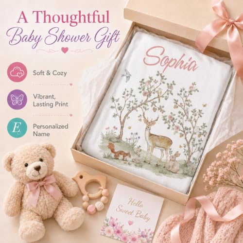 Image of Personalized Baby Blanket for Girls, Custom Nursery Blanket with Name, 30 x 40 Inch Soft Minky Blanket for Baby Toddlers, Newborn Print 12