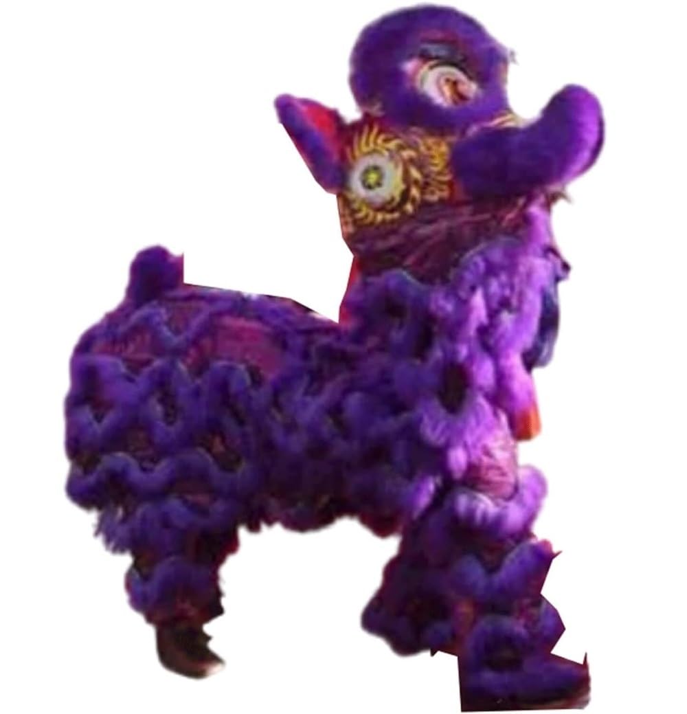 Krxsobnv Purple Lion Dance Clothes, Chinese Style Lion Dance Traditional Mascot Head Costume Outdoor Sports Party