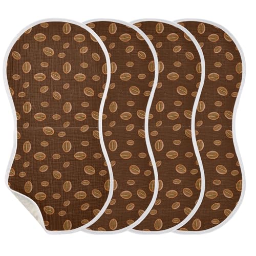 MCHIVER Coffee Bean Cocoa Brown Baby Burp Cloths Cotton Washcloths Absorbent Soft Burping Rags for Baby Girl Boys Burpy Cloth Bib 2 Pack3