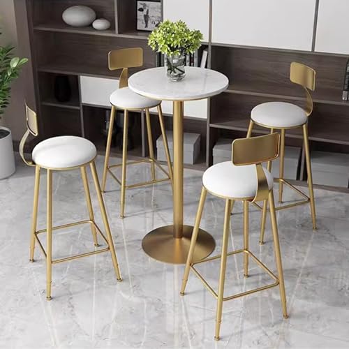 Table de bistrot haute avec plateau marbre 55cm et table d'appoint - 3
