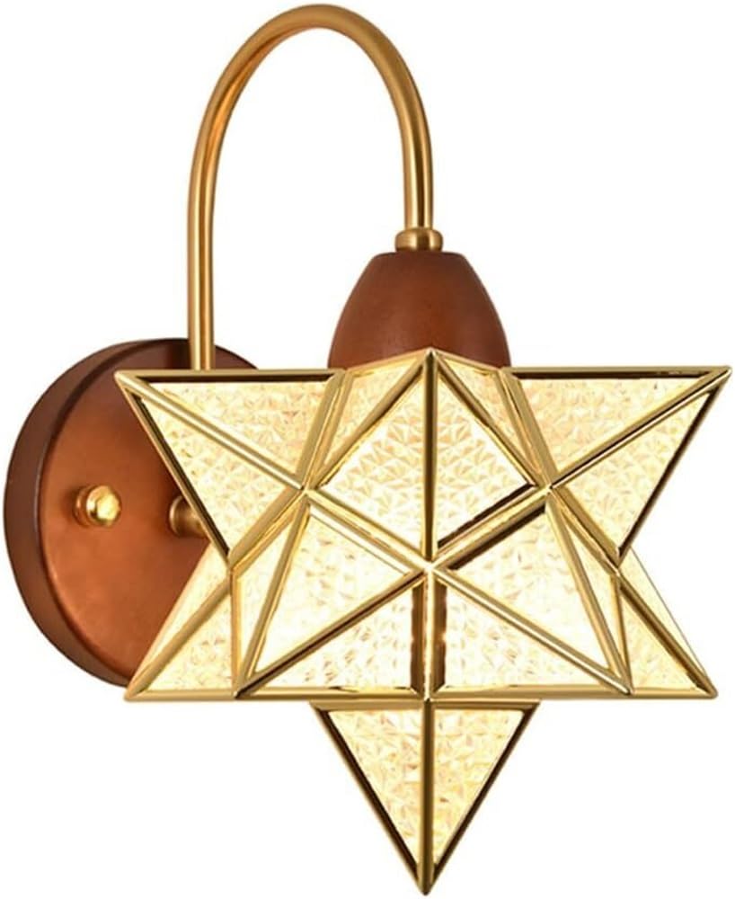 SXECAEPS Indoor Acrylic Retro Decor Wall Mounted Light E27 Hardwired Solid Wood Mount Lamps Vanity Sconce for Living Room Bedroom Bathroom Mirror Hallway Stairway