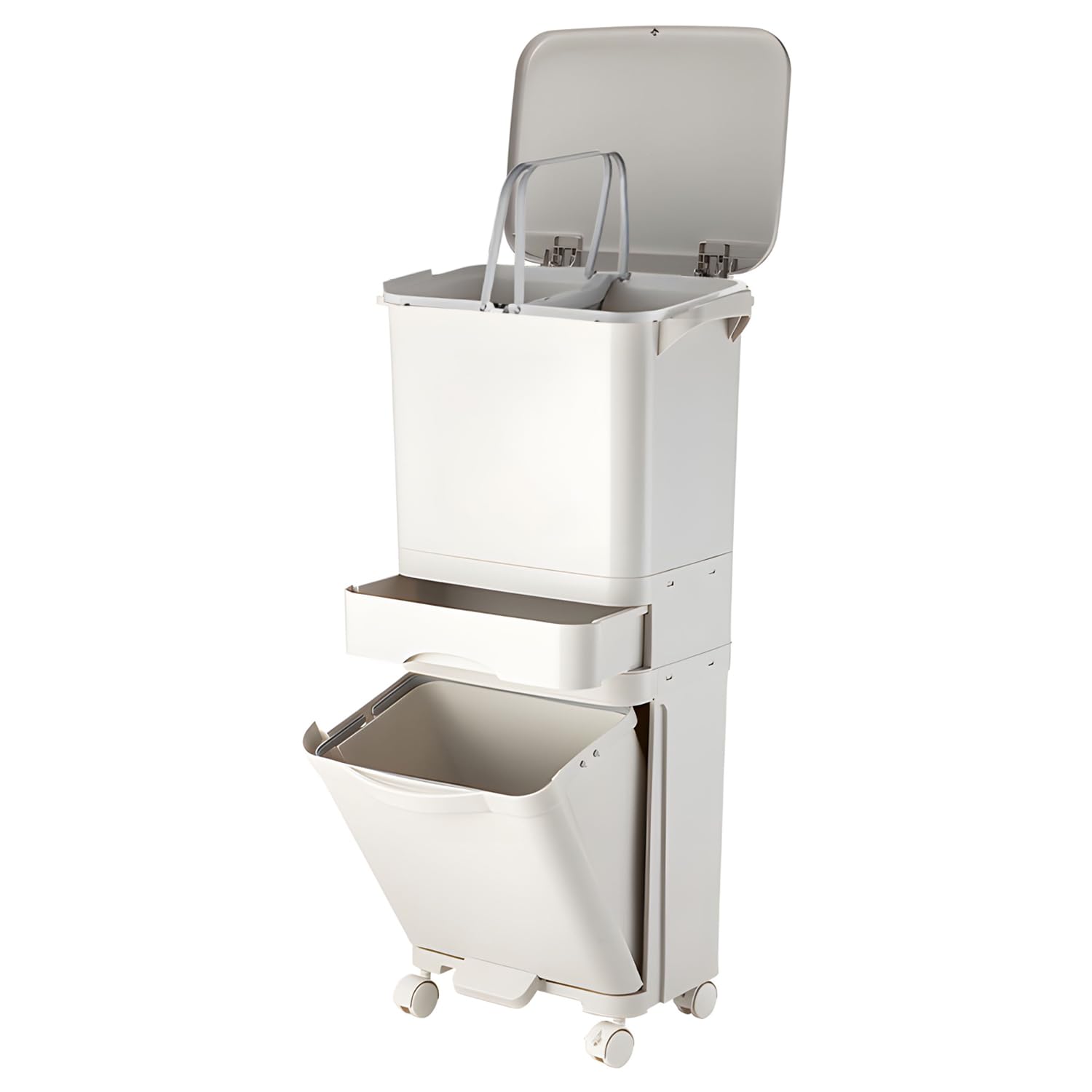 OCKYOOZ 42L Kitchen Trash Can, Vertical Dry and Wet Separation