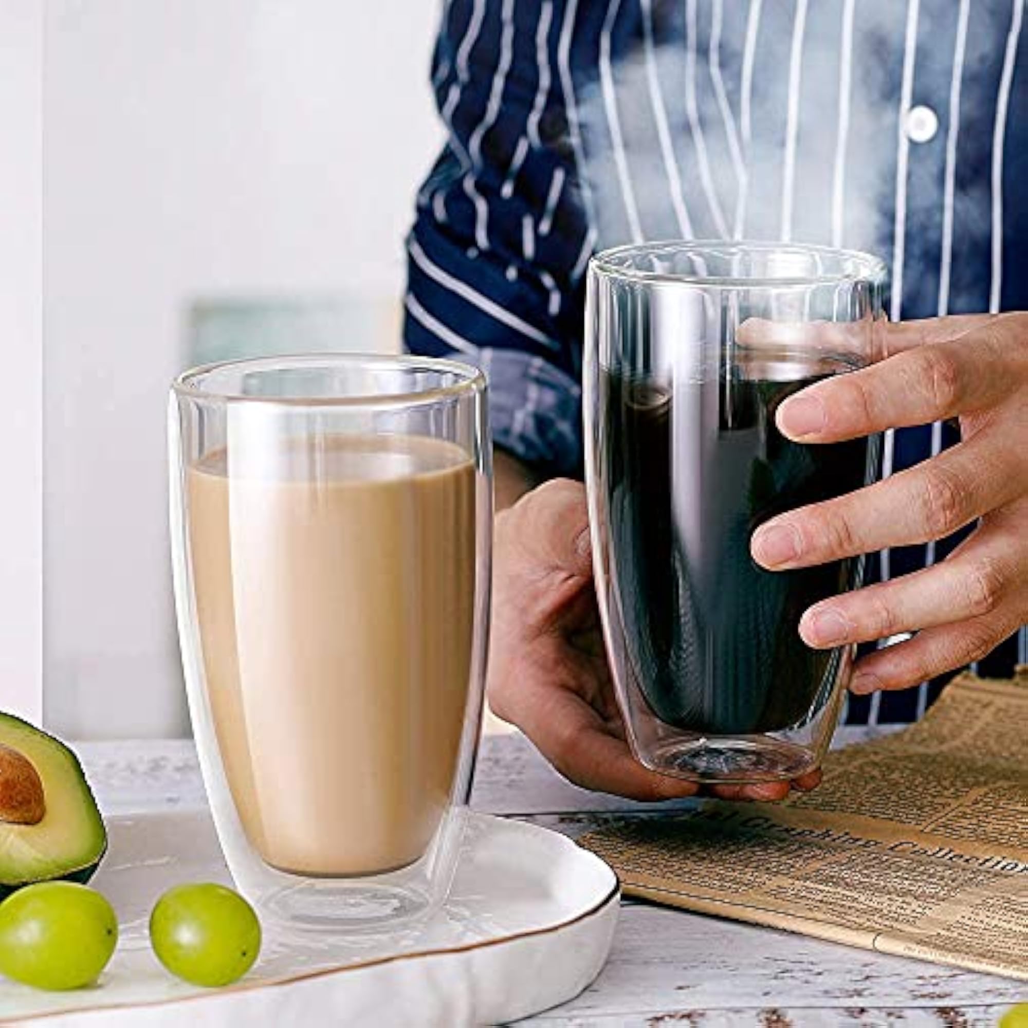 Insulated Double Wall Glasses, 350ml Coffee & Tea Cups