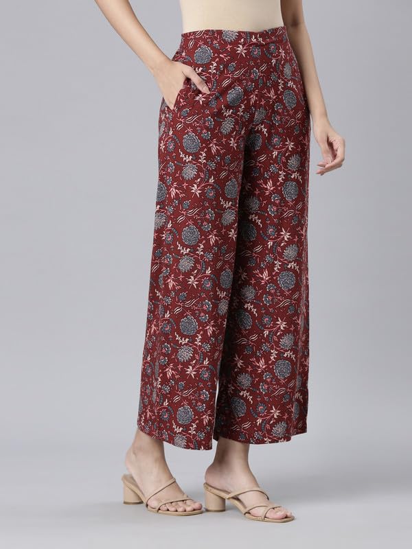 Image of GO COLORS Soft Viscose Printed Palazzo Full Length for Women| Breathable, Mid Rise