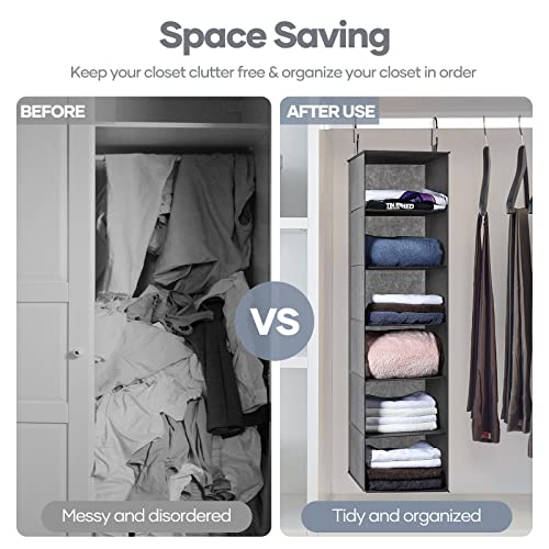 Haitral Hanging Closet Organizer - 6-Shelf Hanging Storage Shelves With 3 Side Pocket - Multi-Function Foldable Cube Wardrobe For Home, Dorm, Apartment #TOP4