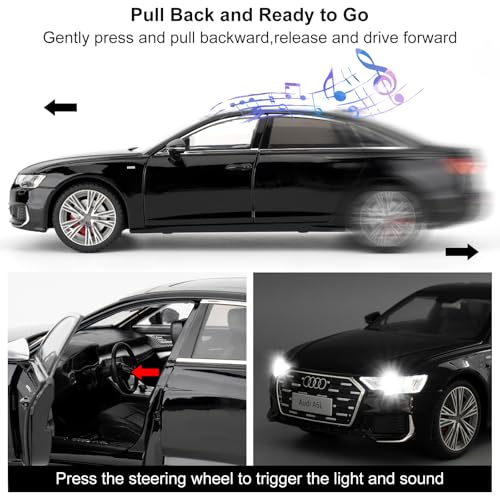 Modelo Audi A6L 1:18 BDTCTK con sonido y luz negro miniatura 3