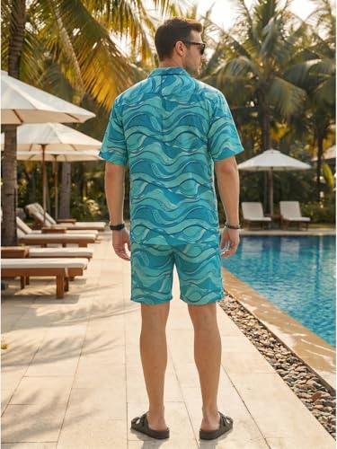 Image of BROWN CULTURE Men's Cotton Floral Print Co-ord Sets with Shirt & Shorts Collar Neck Standard Length and Button Down Closure Type | Night Suit for Men
