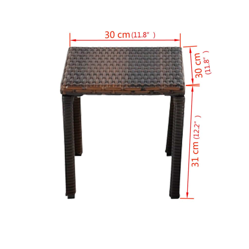 Lettini Prendisole con Tavolino in Polyrattan Marrone, 2 Sdraio da Giardino con Cuscini Spessi e Schienale Regolabile, Set Solarium Resistente e Lavabile per Esterno, Patio Piscina