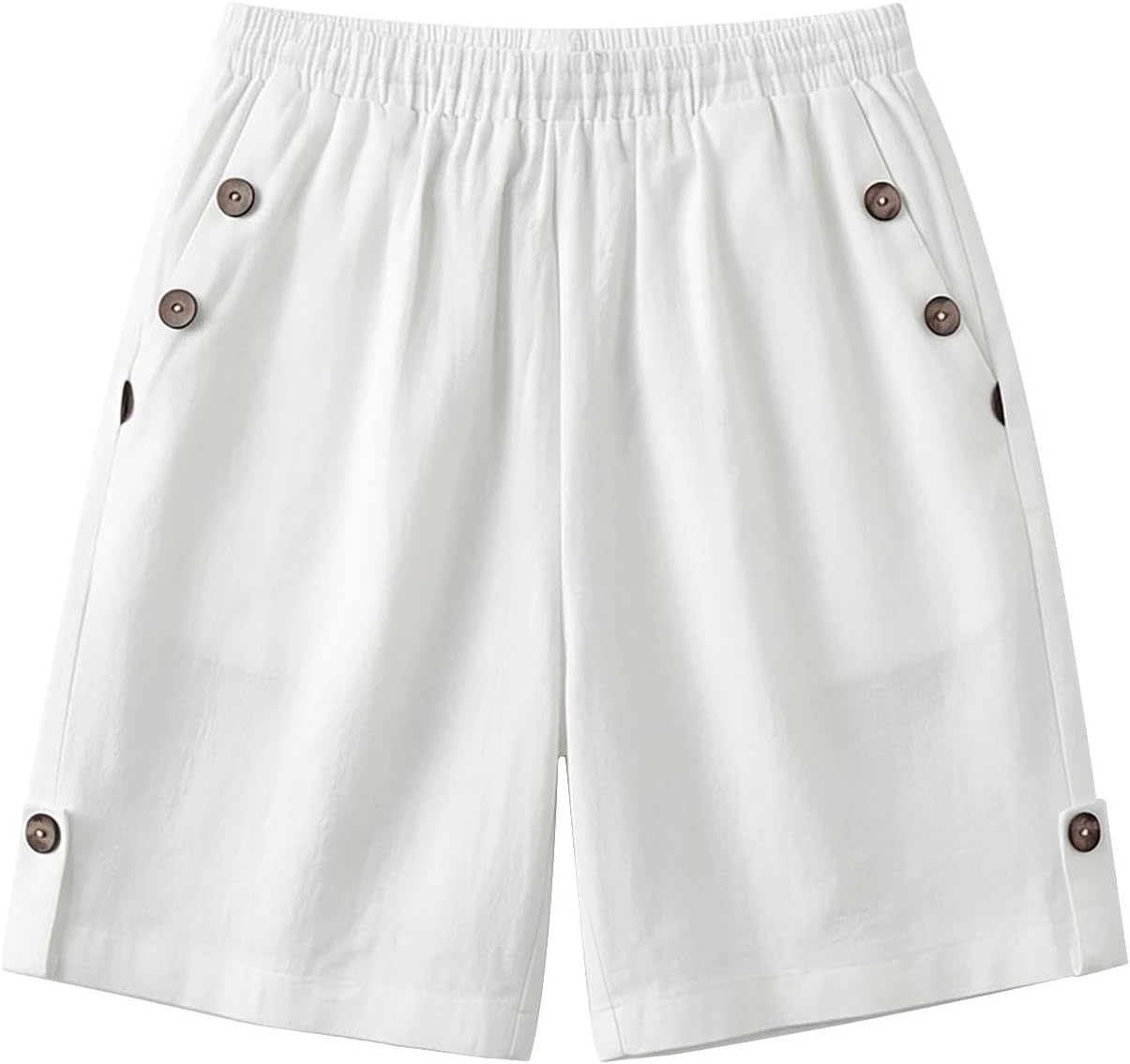 Linen Shorts for Women Casual Elastic High Waisted Short Pants Baggy Wide Leg Summer Bermuda Short with Pockets