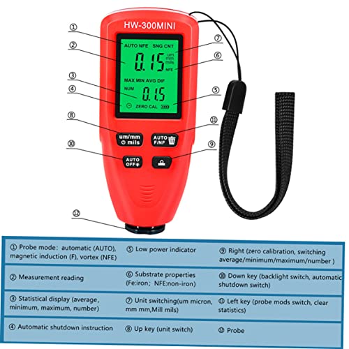Calibrador Digital GLEAVI de profundidad de pintura para automóvil, compacto, ligero, para medición no destructiva del grosor del recubrimiento con pantalla LCD precisa miniatura 7