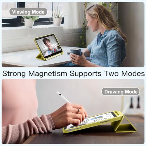 Image of Akkerds Compatible with iPad (A16) 11th Generation Case 11 Inch 2025, for iPad 10th Generation Case 10.9 Inch 2022 with Pencil Holder, Slim Trifold Stand Protective Cover with Soft TPU Back, Yellow