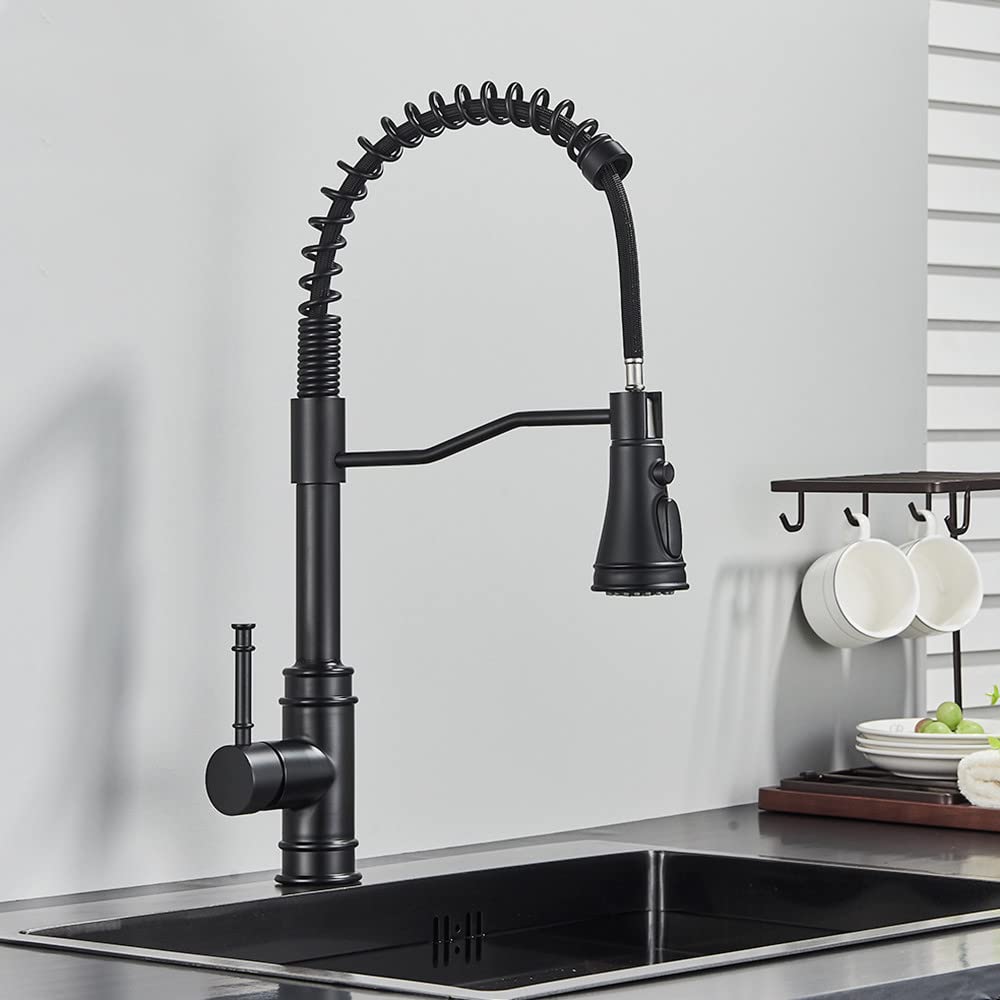 Robinet de cuisine chaud et froid en noir mat haut de gamme