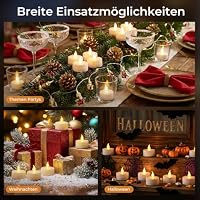 cimetech 12 LED Teelichter mit Timer & Fernbedienung, Flammenlose Kerzen | Halloween Deko für Zuhause, Tisch, Herbst & Kürbis Deko. Batteriebetrieben, sicher, stimmungsvoll ideal für Weihnachten – Ansicht 6