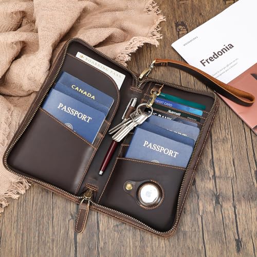 Polare Full Grain Leather Family Travel Passport Wallet and Documents Organizer RFID Blocking Case Holder Fits 6 Passports for Men and Women2