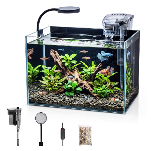 Image of Smart 2.8Gal Rimless Fish Tank Kit with LED Filter for Betta