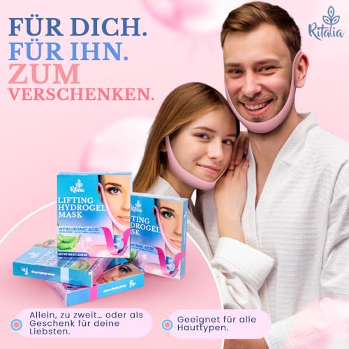 Ritalia 5er Set Kinnmaske zur Reduzierung des Doppelkinns mit Kollagen und Hyaluronsäure