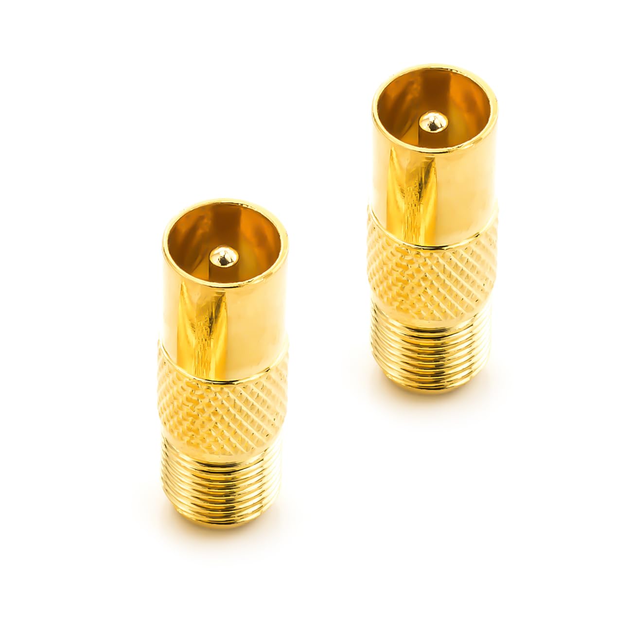 deleyCON Antenna SAT Adattatore Cavo Coassiale per TV Plug Adapter - F Femmina a IEC Connettore Accoppiatore Maschio Cavo Coassiale 2 Pezzi Placcato Oro