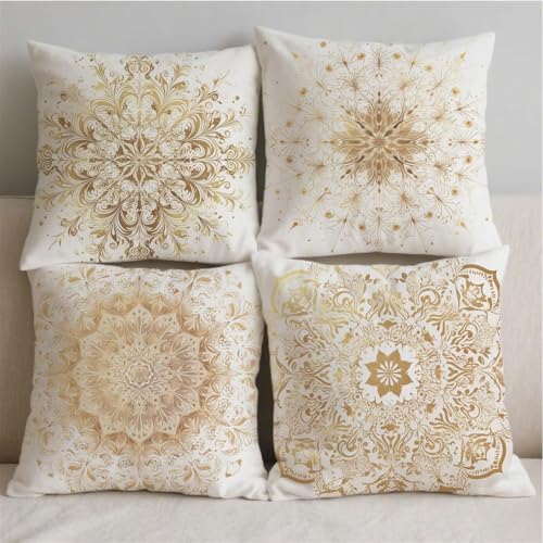 Housse de coussin imperméable 45x45cm avec impression mandala double face