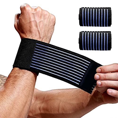  TSLRSA 2 Pezzi Fascia da Polso, Supporto Polso Elastica Ambidestra, Tutore Tunnel Carpale, fascia di supporto per polso - cinghia di compressione regolabile - tessuto elastico e traspirante