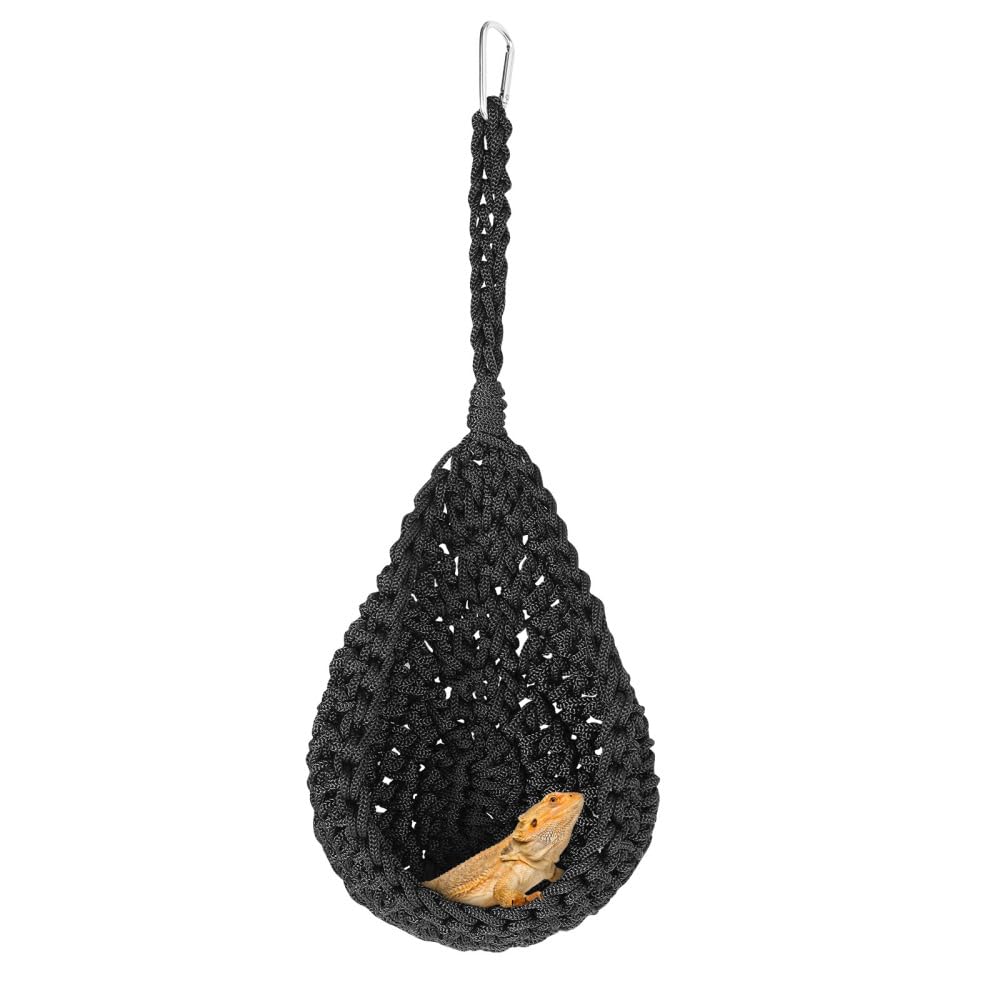 Reptiles Hammock, Bearded Dragon Swing Hanging Bed Hand-Woven Hanging Lounger for Small Pets Chameleons Lizards Geckos Hamsters
