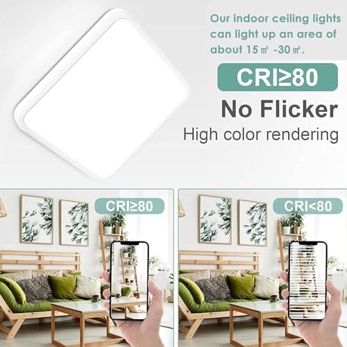 Trintion LED Ceiling Light, 36W Square Bathroom Lights, 38cmx38cm, 6000K, White, for Bedroom, Living Room, Kitchen, Corridor, Office - Cosy Home Interiors Trintion LED Ceiling Light, 36W Square Bathroom Lights, 38cmx38cm, 6000K, White, for Bedroom, Living Room, Kitchen, Corridor, Office - Image 6