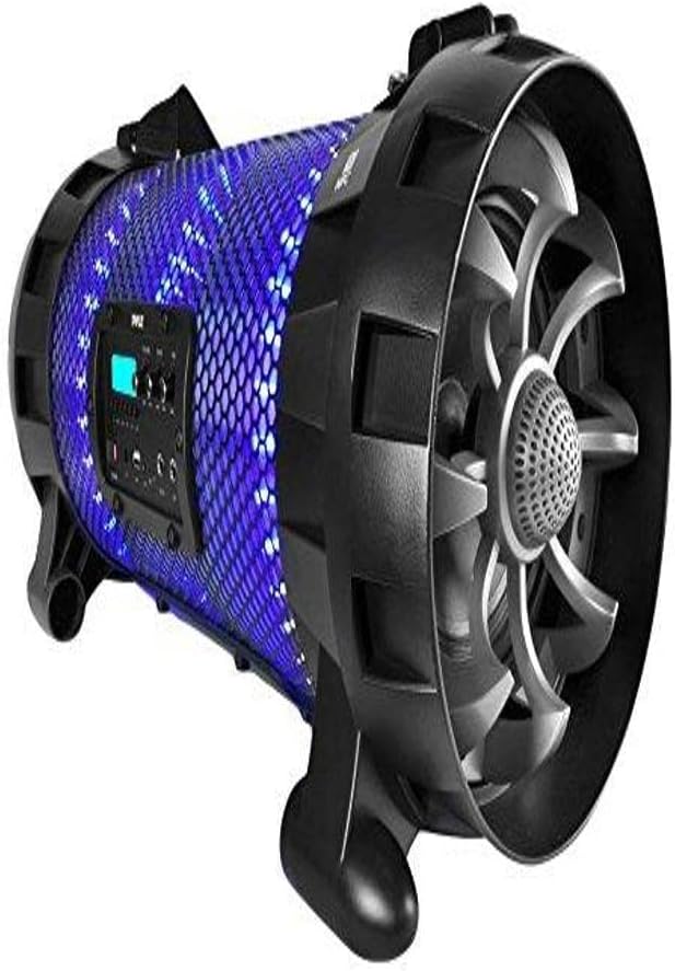 Pyle Portable Wireless BoomBox Stereo Rechargeable Speaker System with App Controlled LED Beats Party Lights, Bluetooth and NFC, Microphone Input, AUX for MP3 Player, USB Reader, FM Radio - PBMSPG260L