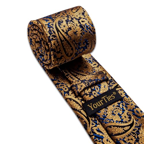 Image of YourTies Paisley Men's Necktie Woven Silk Floral Ties for Men Designer Formal Business Party Wedding