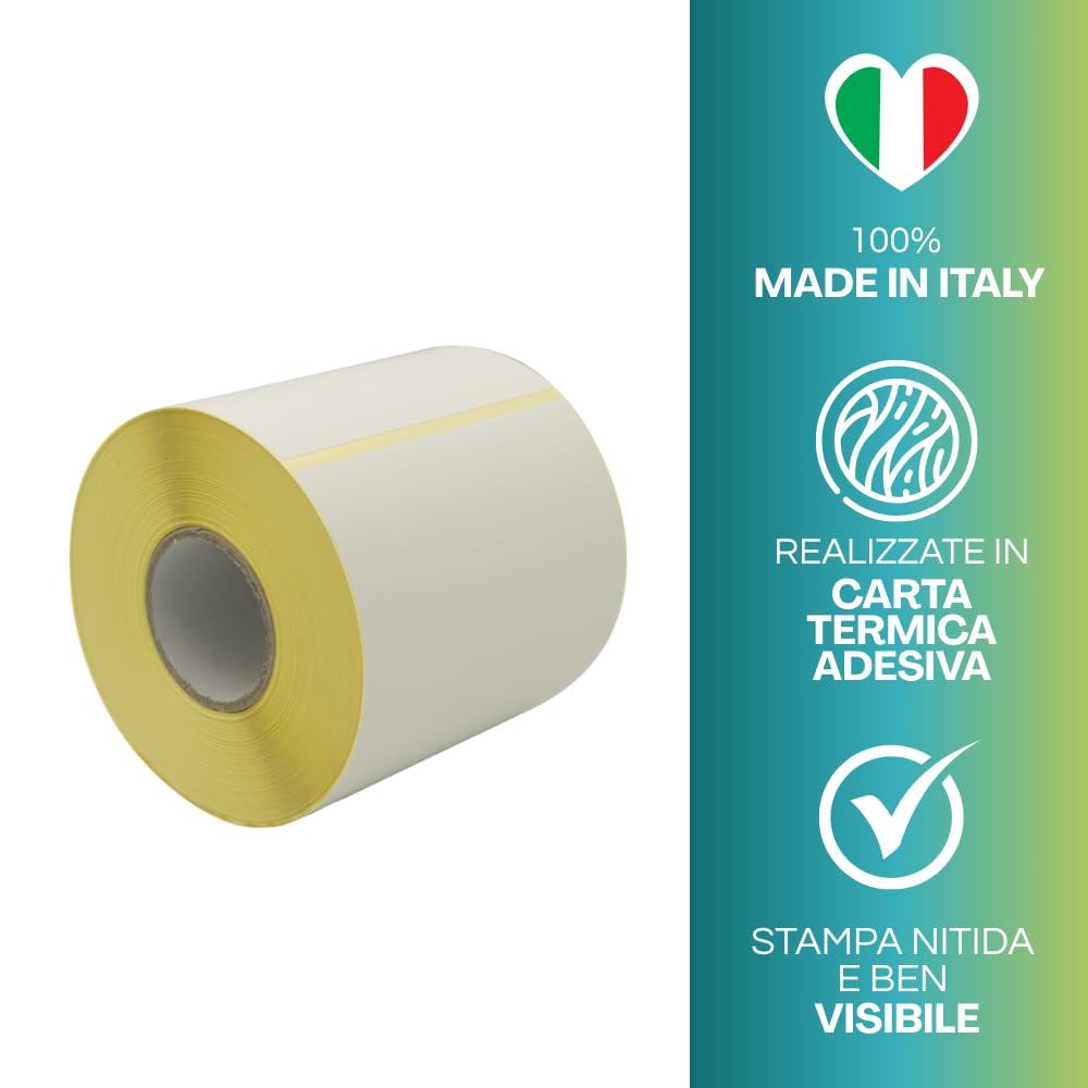 Virsus 20 Rotoli da 500 etichette termiche adesive, misura 100 x 100 foro 40 mm, etichette per stampanti, 10000 pezzi in totale